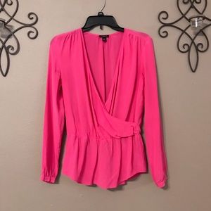 Pink sheer peplum top